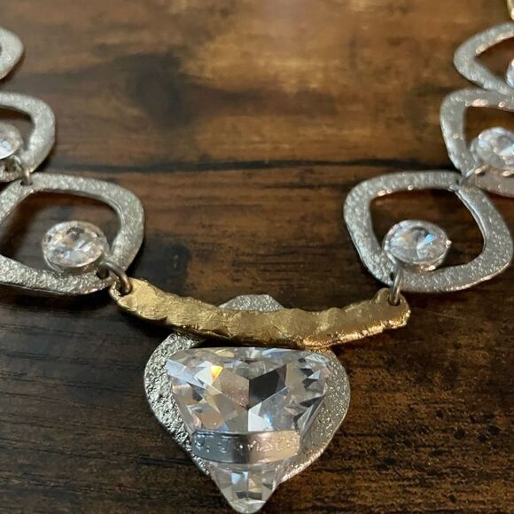 J.Jansen  VNT Swarovski 24K Gold Plated 80’s Necklace Stamped - Picture 5 of 9